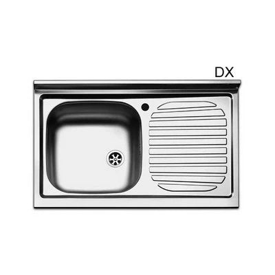 Lavello appoggio in acciaio inox con 1 vaschetta cm. 80 gocciolatoio sx