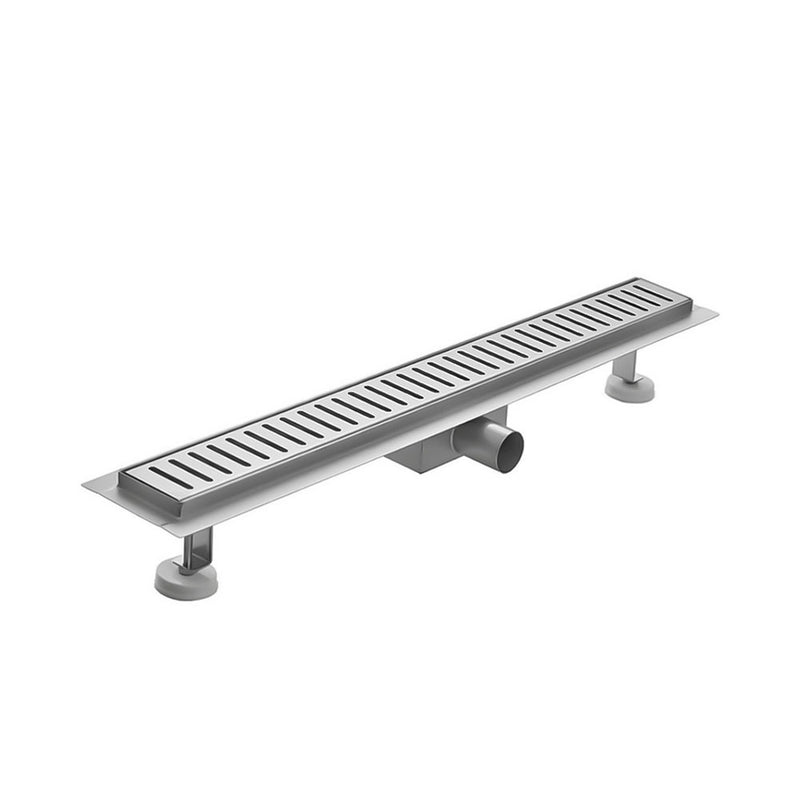 Canalina doccia in acciaio inox da 50 cm con copertura in acciaio modello Stripe - Completa di flangia e sifone
