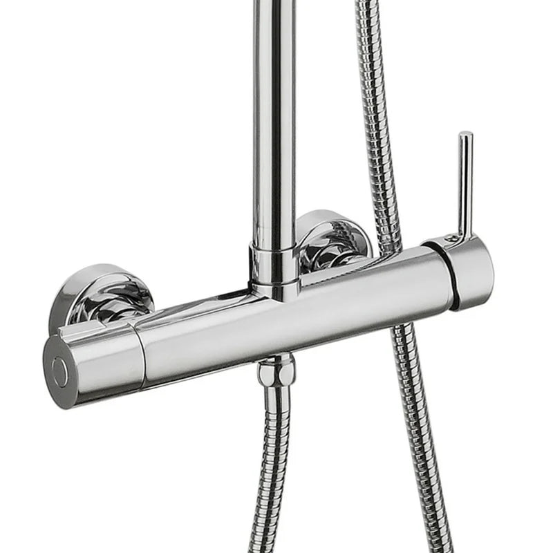 Colonna doccia DocciaGo Collezione Pluton meccanica con miscelatore, tubo, soffione, doccetta, laccio doccia  - Finitura Cromata