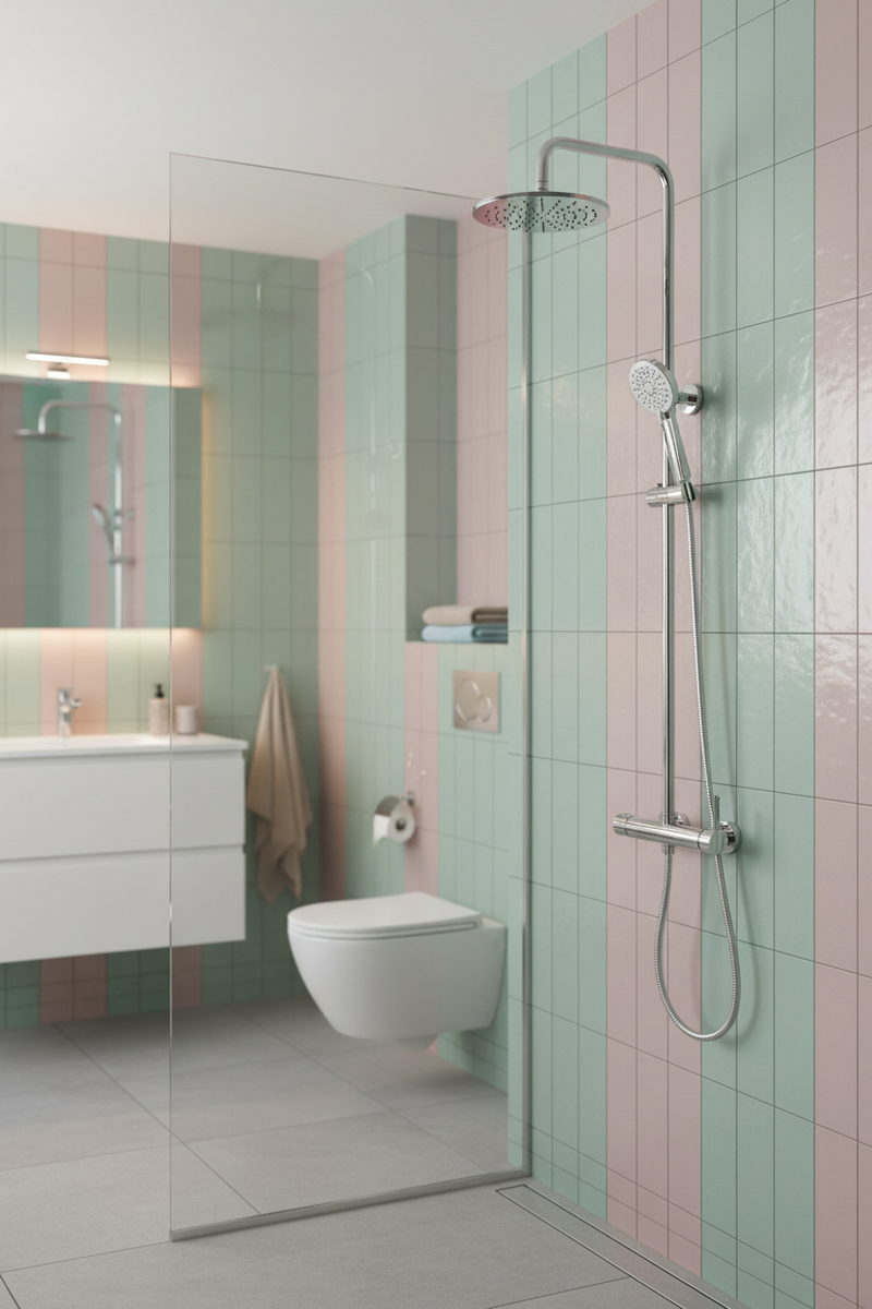 Colonna doccia DocciaGo Collezione Pluton meccanica con miscelatore, tubo, soffione, doccetta, laccio doccia  - Finitura Cromata