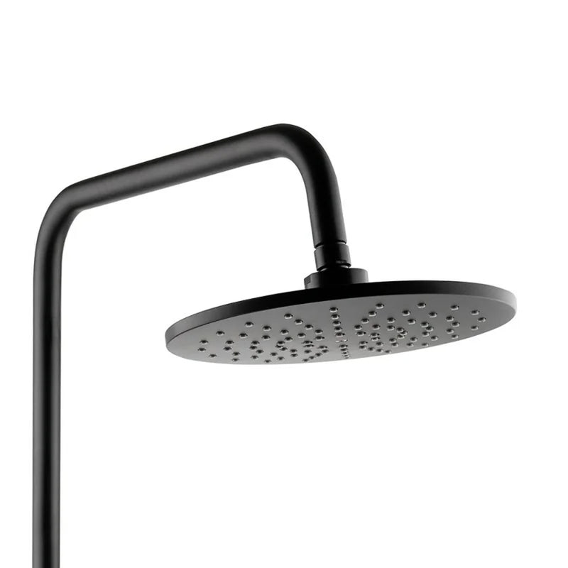 Colonna doccia meccanica DocciaGo Collezione Pluton con miscelatore, tubo in acciaio, soffione, doccetta - Colore Nero Opaco