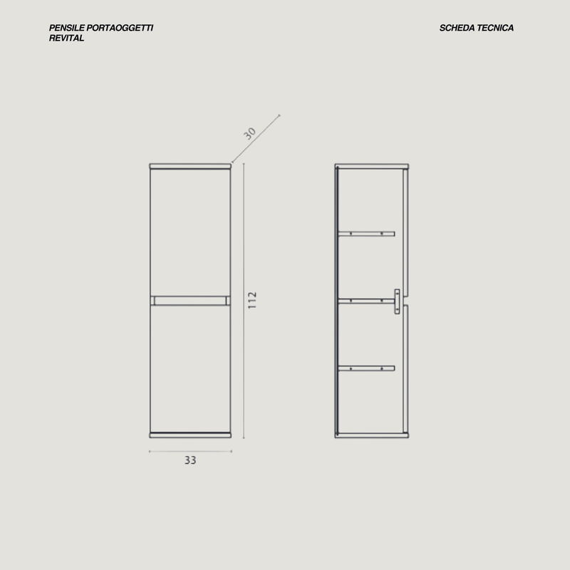 Pensile Portaoggetti 112 Cm Due Ante finitura Bianco Frassino adattabile a tutte le collezioni Cubi&Co
