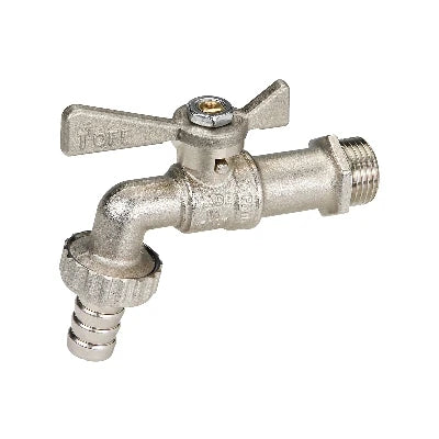 Rubinetto leggero con portagomma leva ottone nichelato 3/4 dn 14 pn 16