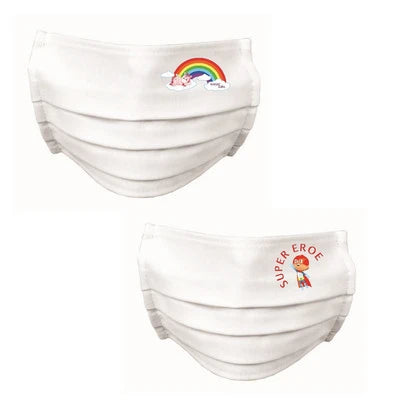 10 pz mascherine bambini sorriso fantasie miste m/f idrorepellente baby sorriso 3-6 anni
