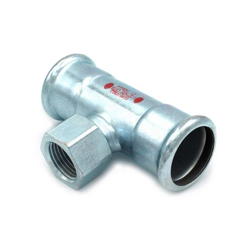 T con derivazione filetto f a pressare in acciaio carbonio steel pres 1/2 x 35 x 35