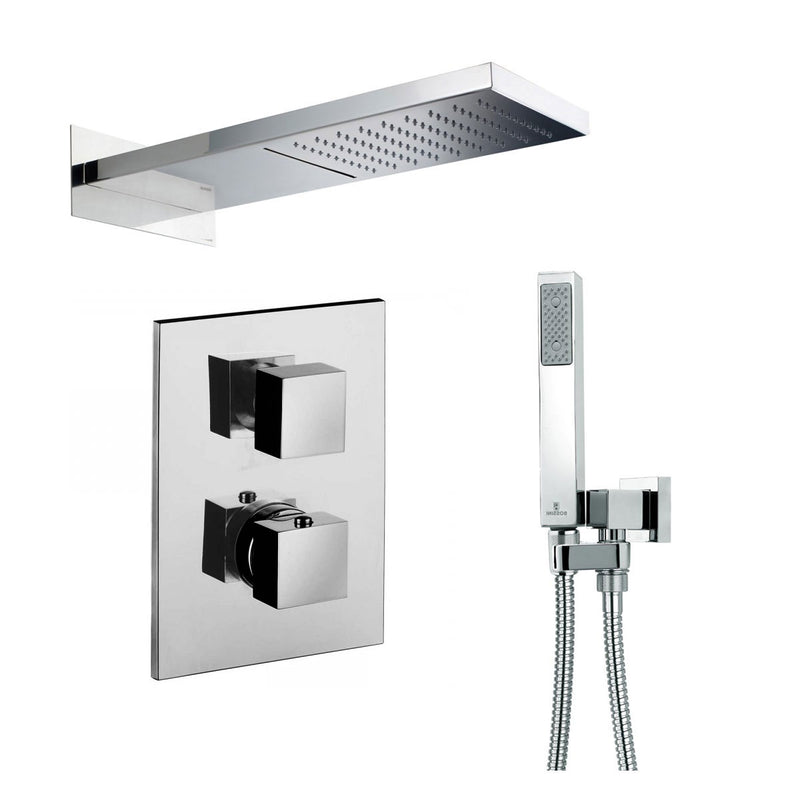 Set doccia Ares con soffione con cascata 2 getti, miscelatore termostatico e set duplex by CeramicStore | Lo specialista del tuo bagno