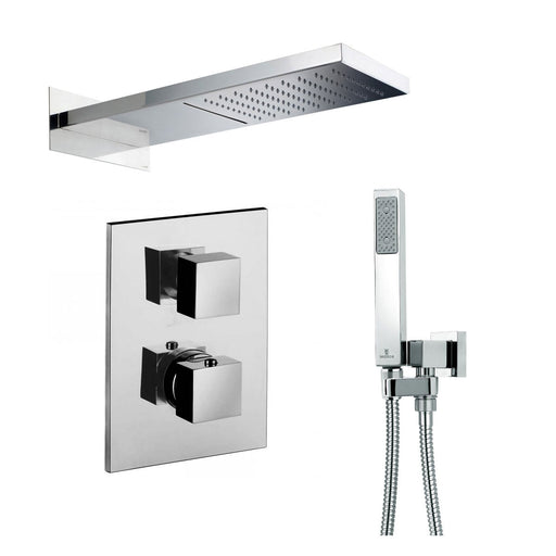 Set doccia Ares con soffione con cascata 2 getti, miscelatore termostatico e set duplex by CeramicStore | Lo specialista del tuo bagno