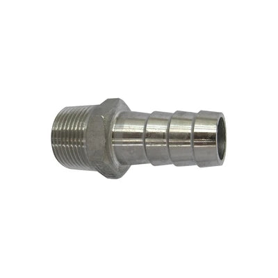 Raccord porte-caoutchouc mâle en acier inoxydable 1/2