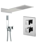 Set doccia Ares con soffione in acciaio ultraslim, miscelatore termostatico 2 vie e set duplex by CeramicStore | Lo specialista del tuo bagno