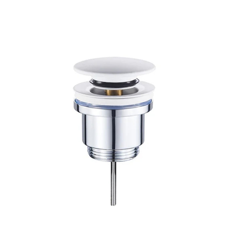 Piletta di scarico clic-clac universale con tappo in acciaio per lavabo Rubiflux - Colore Bianco opaco