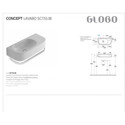 Lavabo Sospeso Ceramica Globo Forty3 55x27 by CeramicStore | Lo specialista del tuo bagno