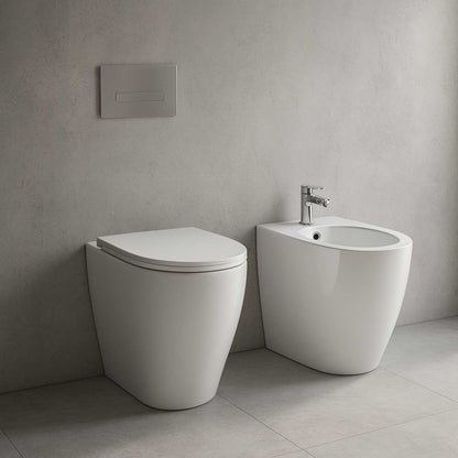 Sanitaire à poser contre le mur évacuation décalée Céramique Globo 4ALL NOUVEAU MULTI WC + BIDET + SIÈGE SOFT CLOSE