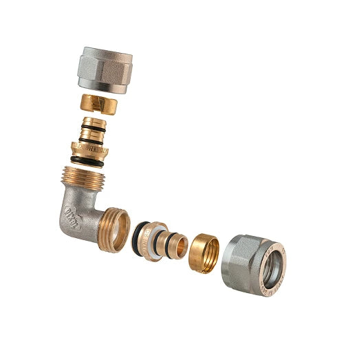 Raccordo curvo doppio a compressione per multistrato 2pz assemblato 1 -26 x 1 -26