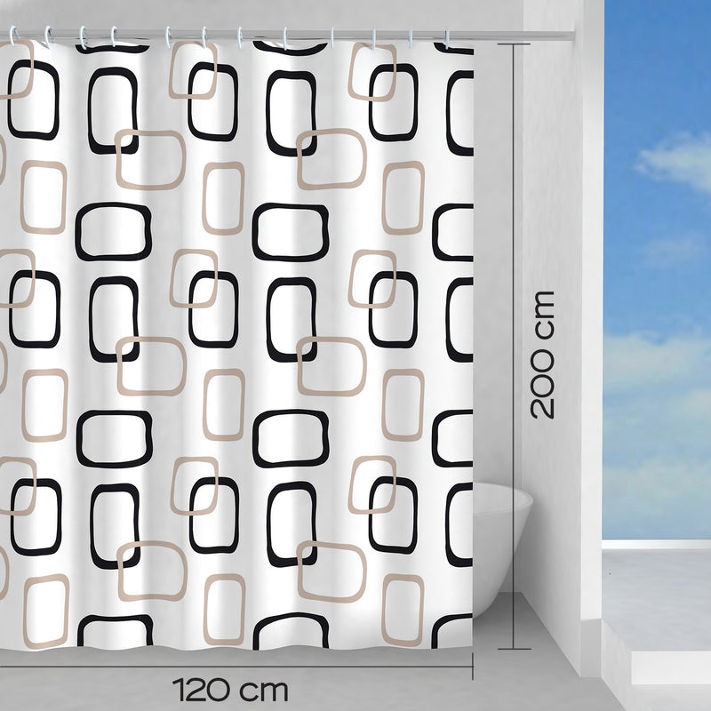 Tenda doccia in tessuto 120x200 cm modello Piper di Gedy - Beige/Nero by CeramicStore | Lo specialista del tuo bagno