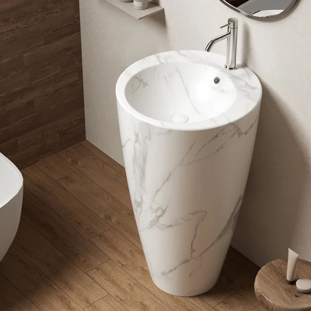 Lavabo freestanding Bathcore Materiale ceramica - Marmorizzato bianco