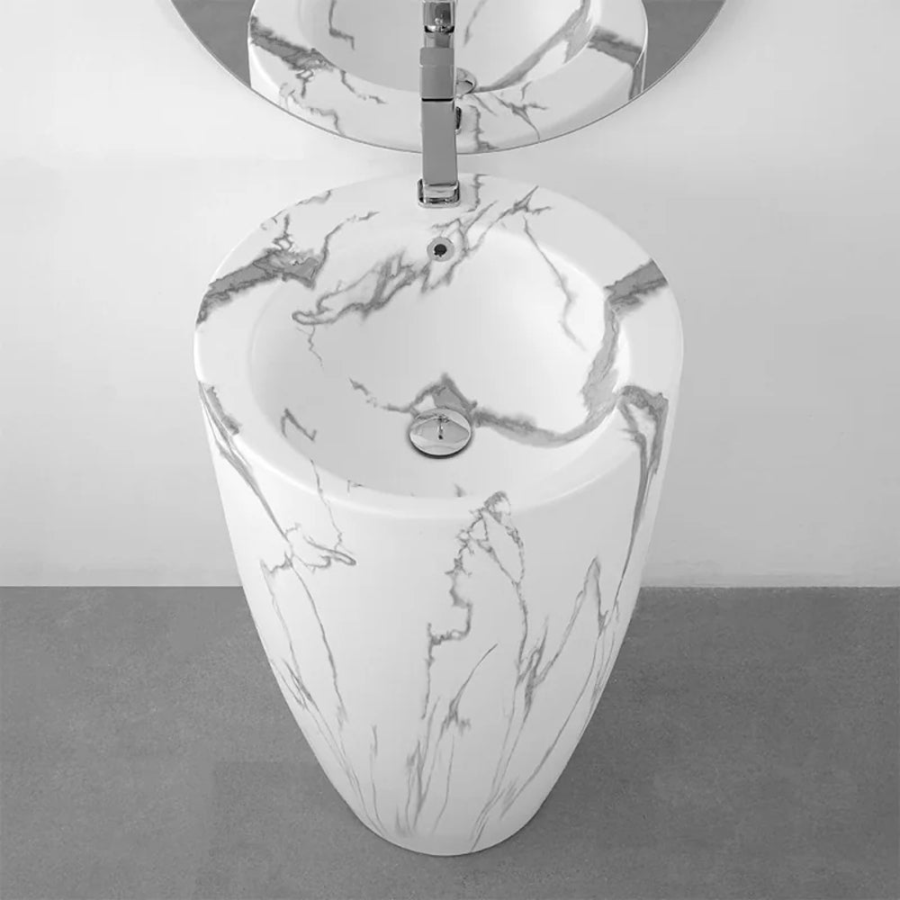 Lavabo freestanding Bathcore Materiale ceramica - Marmorizzato bianco