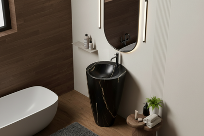 Lavabo freestanding Bathcore Materiale ceramica - Marmorizzato nero