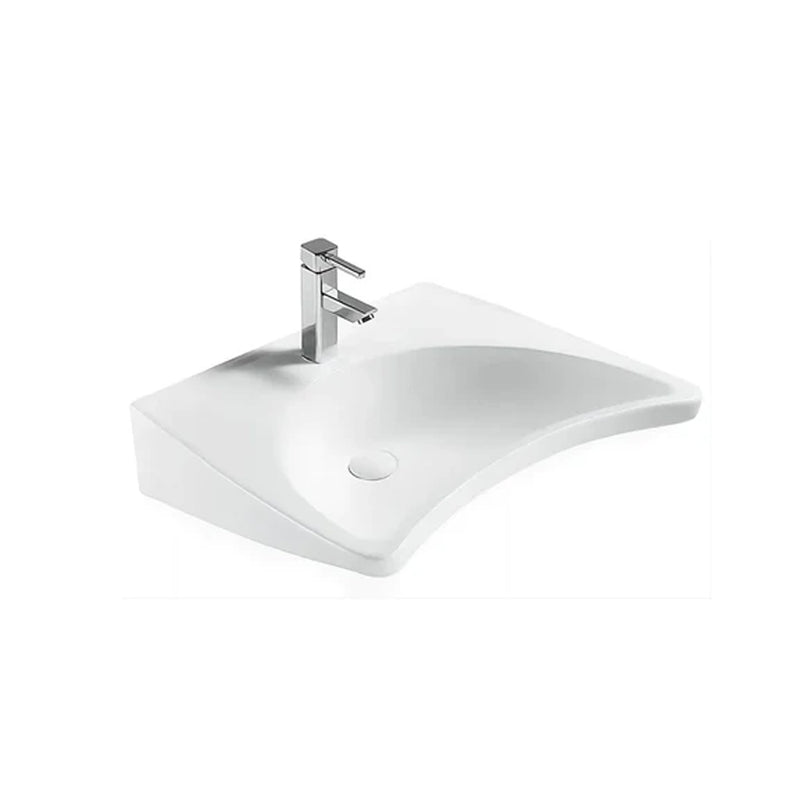 Lavabo suspendu pour personnes handicapées Linea Inclusion Bathcore, largeur 65 cm, en céramique - Couleur blanc brillant