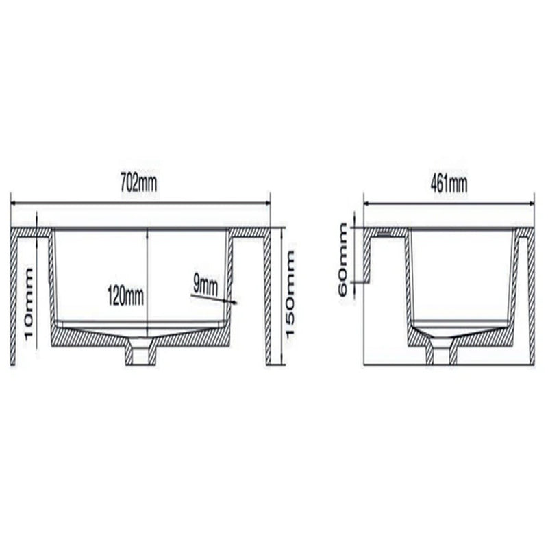 Bathcore wall-mounted washbasin Installation kit included Resin material Dimensions 70x46 - Glossy white color