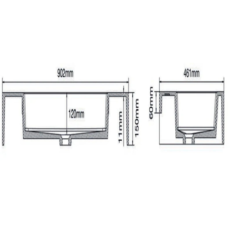 Lavabo sospeso Bathcore con kit fissaggio in resina 90x46 - Bianco lucido