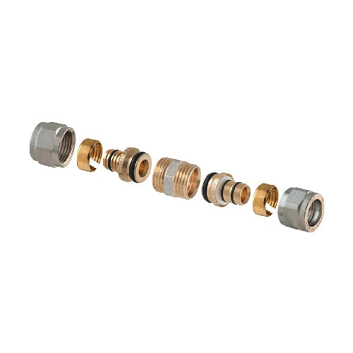 Raccordo diritto doppio a compressione p/multistrato 2 pz assemblato 1/2-16 2 00 x 1/2 -16 2 00