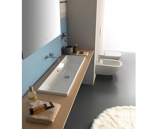 Lavabo da incasso 105x34 Ceramica Globo Stockholm FO105.BI by CeramicStore | Lo specialista del tuo bagno