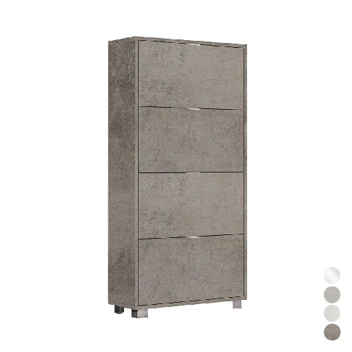 Scarpiera con 4 ribalte in nobilitato cm l76xh155xp30 cemento