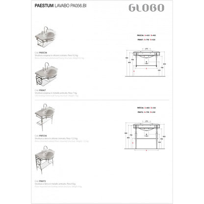 Lavabo sospeso 90x56 Ceramica Globo PAESTUM PA056.BI by CeramicStore | Lo specialista del tuo bagno