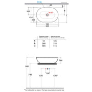 Lavabo da appoggio T-Edge 60x41 cm con bordo sottile Ceramica Globo