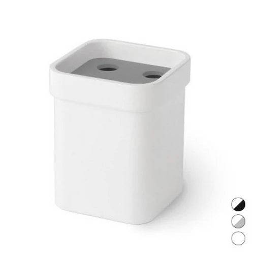 Portaspazzolini in melammina saeta bianco nero mm 85x85x105