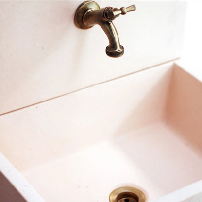 Acquaio da giardino con para-schizzi in cemento rosa cm 45x35 cm modello Q-Desy