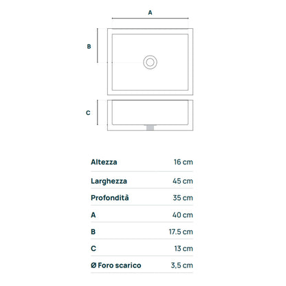 Acquaio da giardino in cemento bianco cm 45x35x16h cm modello Best