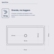 Acquaio da giardino in cemento rosa cm 70x35x16h cm modello Best XL