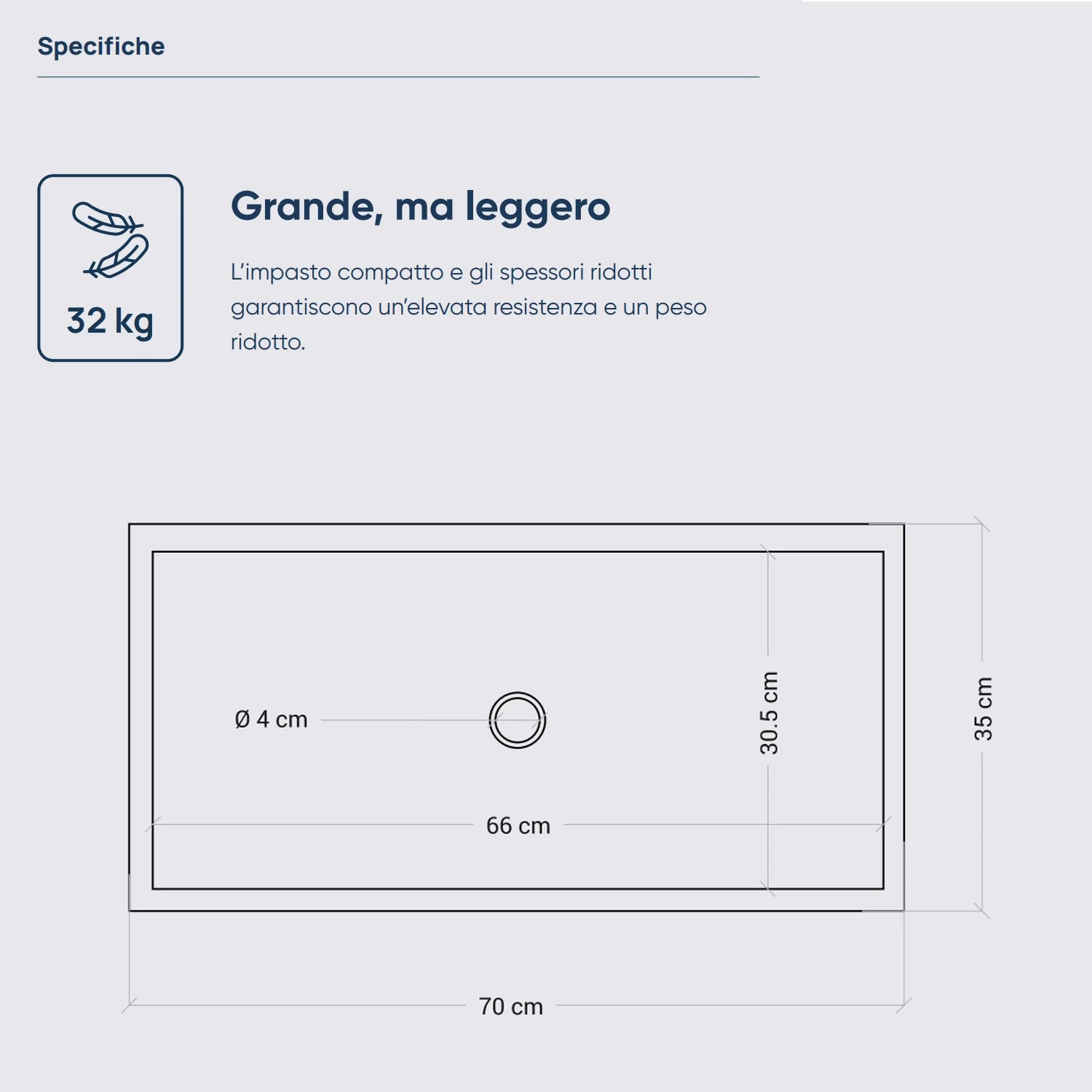 Acquaio da giardino in cemento Grigio cm 70x35x16h cm modello Best XL