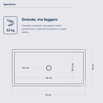 Acquaio da giardino in cemento Grigio cm 70x35x16h cm modello Best XL