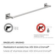 Portasalviette a muro 60 cm Fuji di Gedy - Spazzolato by CeramicStore | Lo specialista del tuo bagno