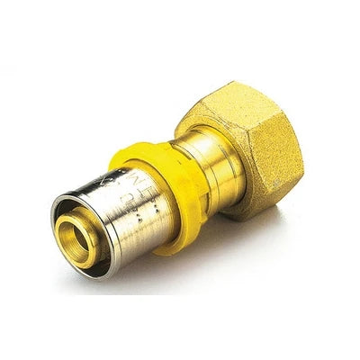 Raccordo per multistrato gas diritto con girello e guarnizione piana 16 x 3/4