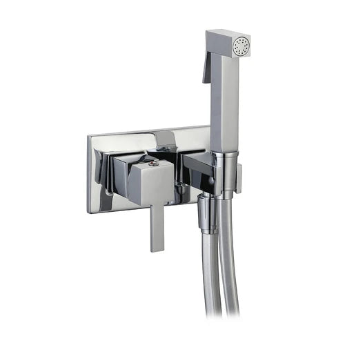 Set miscelatore a incasso quadro con shut-off e supp. laterale cromo