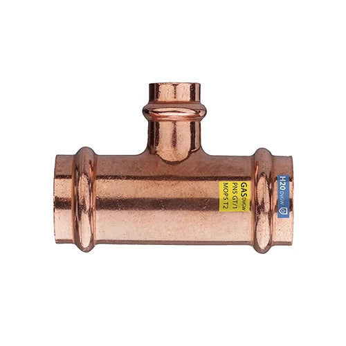 T ridotto fff in rame a pressare acqua/gas diam. 28 x 22 x 28