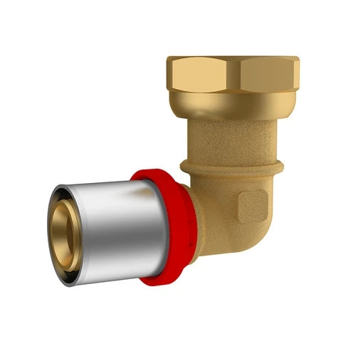 Raccordo a pressare ikaro curvo con girello e guarnizione 3/4 d.26x3 -conf
