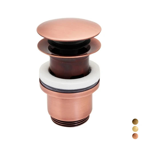 Piletta click clack 1 1/4 tonda con troppo pieno 1 1/4 dorata