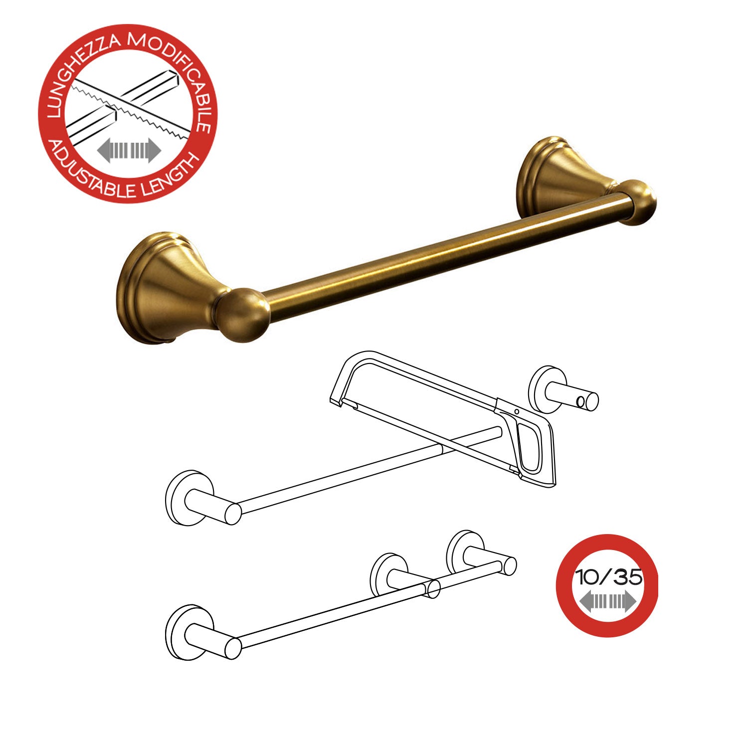 Porta asciugamani 35 cm a parete di Gedy serie Romance - Bronzo by CeramicStore | Lo specialista del tuo bagno