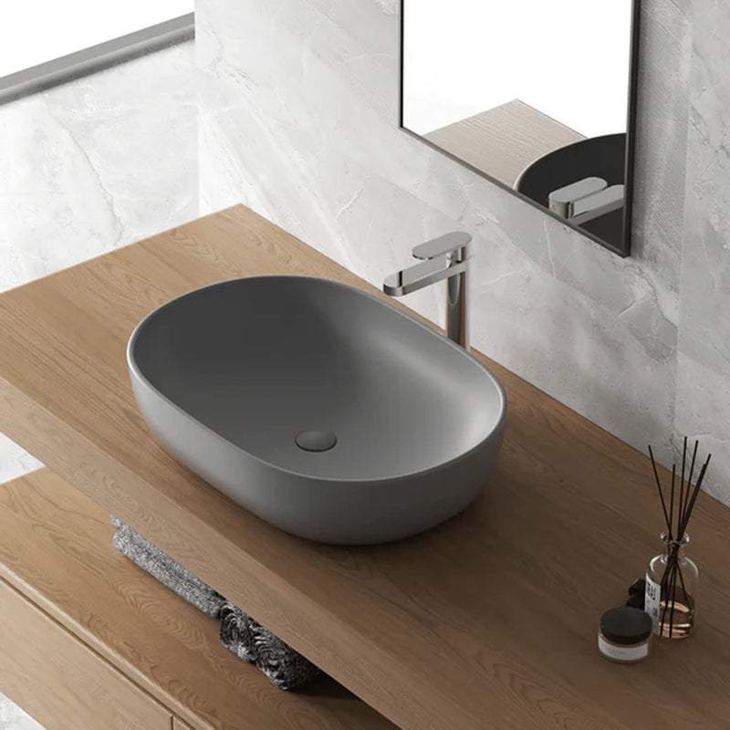 Bathcore countertop basin Ceramic material Width 60 cm - Matte dark gray color