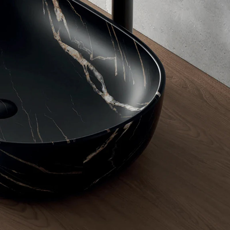 Bathcore countertop basin Ceramic material Width 50 cm Marble-effect finish - Black color
