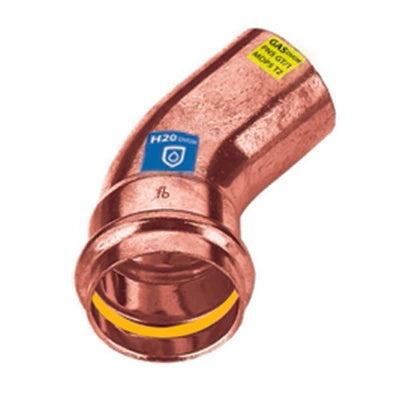Curva in rame a pressare 45 mf acqua/gas diam. 22