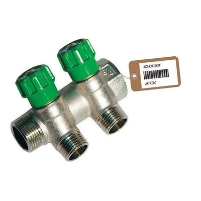 Collettore lineare con rubinetti d arresto 2 derivazioni impex f-brico 3/4 x 1/2