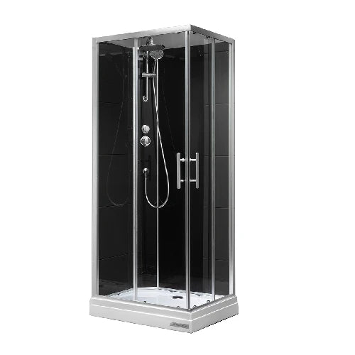 Cabina doccia modello kenya apertura 2 ante scorr. 2 fisse cm 70x90 vetro trasparente pann. bianco