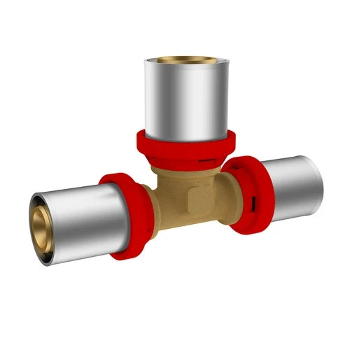 Raccordo a pressare ikaro a t ridotta d.26x3 d.20x2 -conf