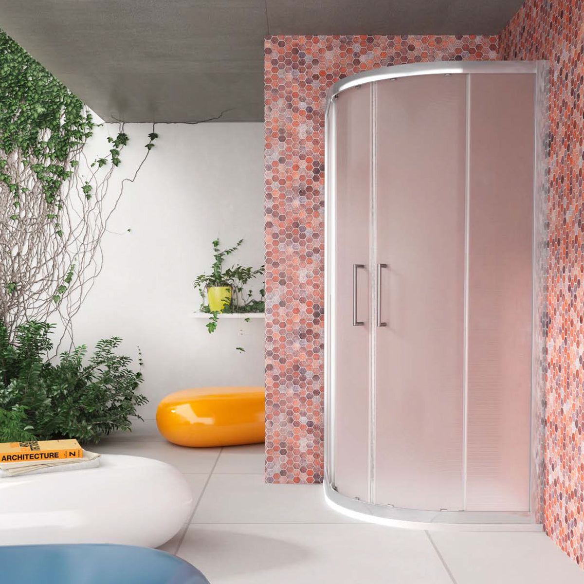 Box doccia circolare 80x80 apertura scorrevole cristallo opaco 6 mm by CeramicStore | Lo specialista del tuo bagno