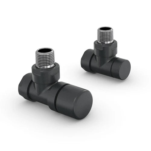 Valvola e detentore a squadra zehnder design line 1/2 nero